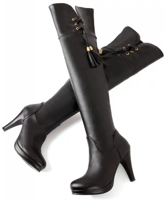 KemeKiss/ ; Сапоги выше колена на высоком каблуке; женская зимняя модная теплая обувь; ботинки; европейские размеры 32-48; P14731 - Цвет: Черный