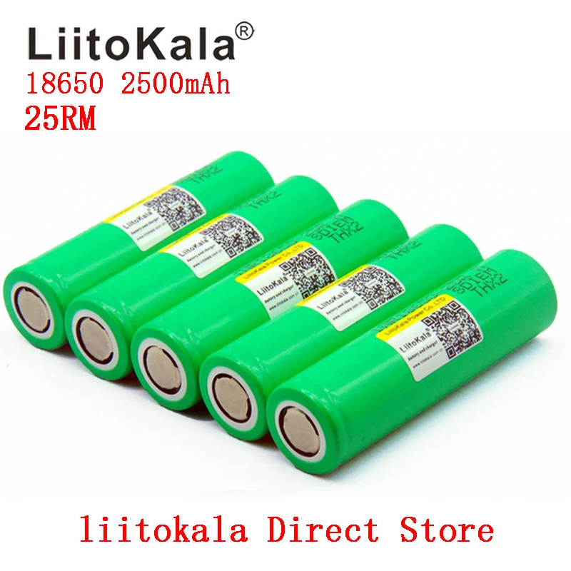 Liitokala 18650 2500 мАч батарея INR18650 25 RM 20A разрядка литиевых батарей