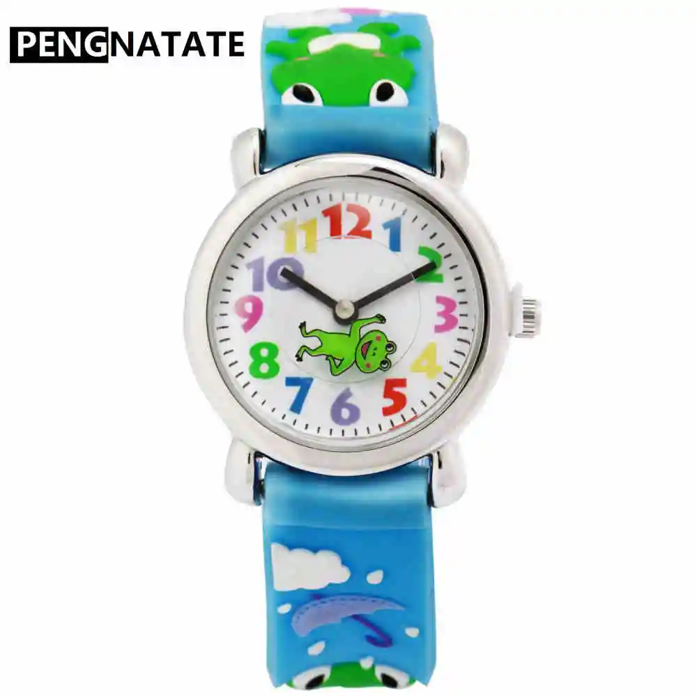 

PENGNATATE Children Bracelet Wristwatch Cute 3D Cartoon Frog Blue Strap Kids Watch for Boys Girls Gifts Fashion Silicone Watches
