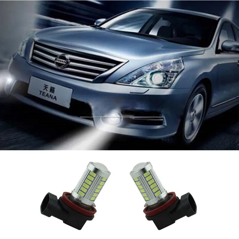 

2pcs Bright Error free H8 H11 5630 33SMD LED projector Fog Light bulb For Nissan Teana Tiida New Sunny Pathfinder Qashqai Trail