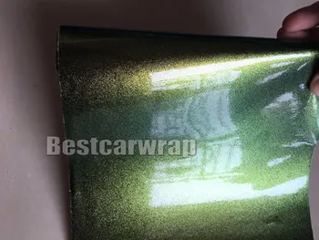 

Green / Gold Gloss Metallic Vinyl wrap For Car Wrap Styling Air Bubble Free PROTWRAPS LUXURY Color shift :1.52*20M/Roll 5x67ft