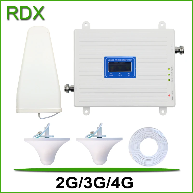 

For 2 Rooms new lcd display 2g 3g 4g triband cellphone booster gsm900 dcs1800 w-cdma2100 mhz mobile phone repeater amplifier