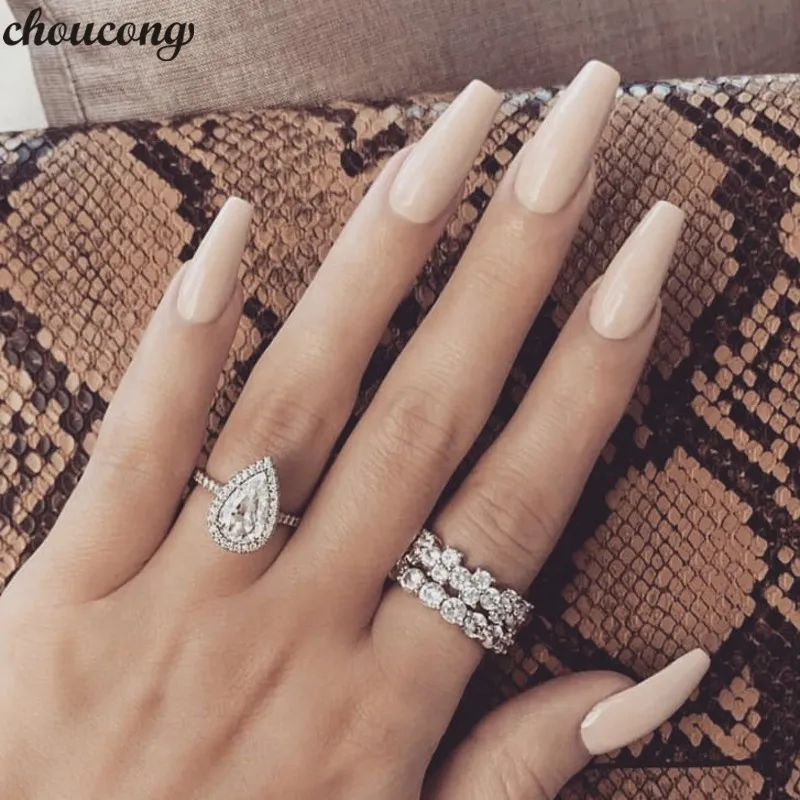 

choucong Female Avenue Eternity Band Ring 925 Sterling Silver AAAAA cz Promise Wedding Band Rings For Women Bridal Party Jewelry