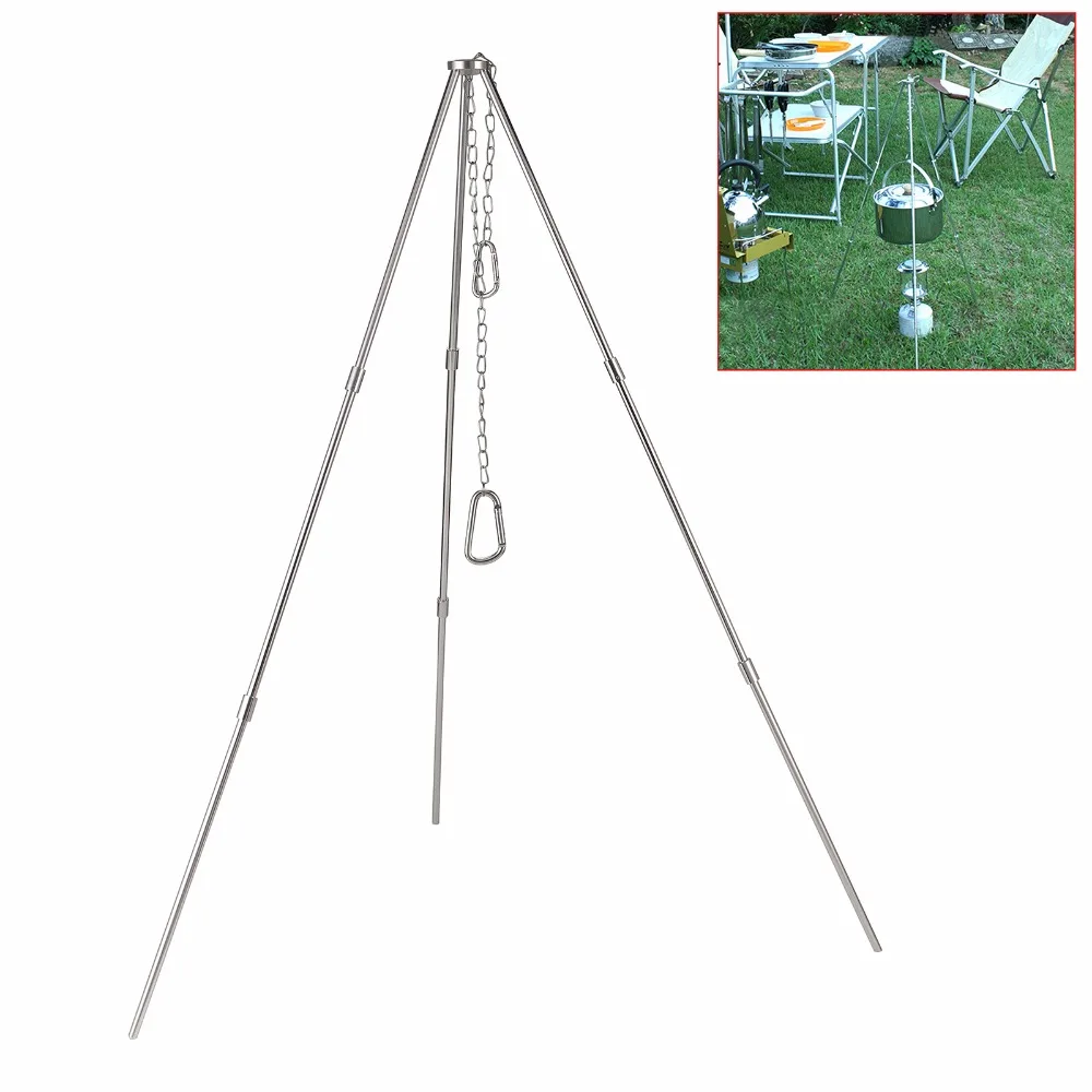 Portable Outdoor Campfire Cooking Tripod Camping Picnic BBQ Tripod Pot
