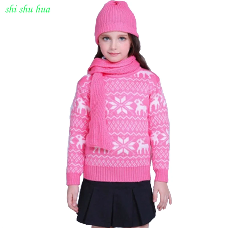 Одежда для мальчиков и девочек вязаный свитер с цветком на крючках теплая плотная одежда высокого качества с высоким воротником и длинными рукавами для детей от 3 до 14 лет Лидер продаж года