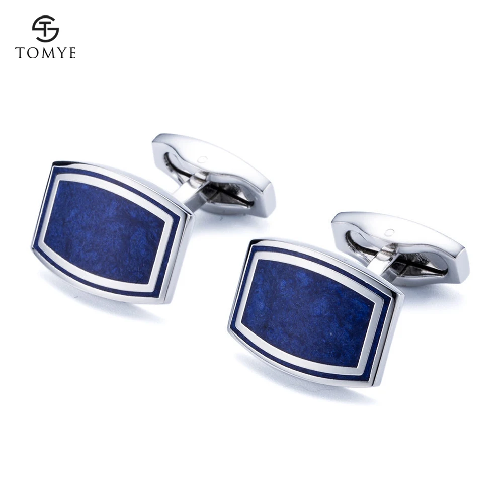 

TOMYE Blue High end business enamel cufflinks studs custom XK19S011