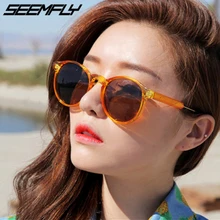 Seemfly Retro Round Sunglasses Women Men Brand Design Transparent Female Sun Glasses Men Oculos Gafas De Sol UV400 Shades Unisex Seemfly Retro Round Sunglasses Women Men Brand Design Transparent Female Sun Glasses Men Oculos Gafas De Sol UV400 Shades Unisex