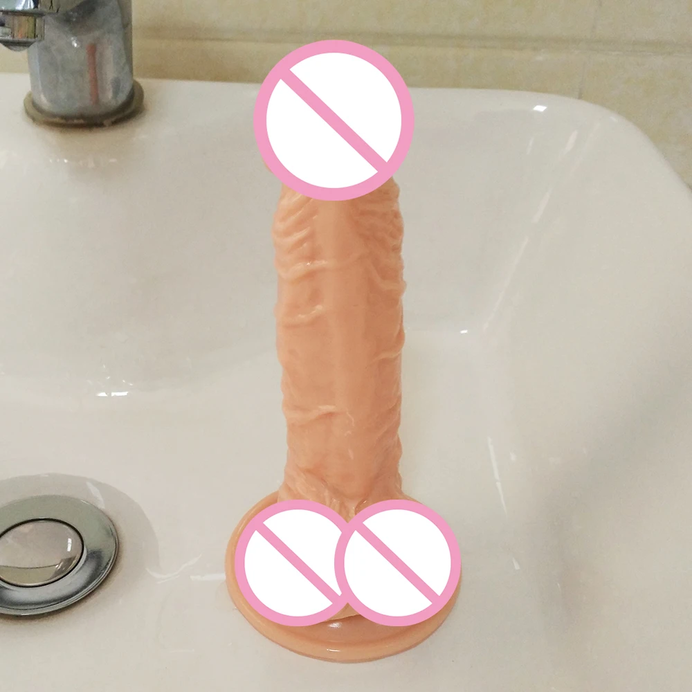 DOMI 20*4cm Female Masturbators Soft Textured Penis Artificial Silicone Big Women Dildo