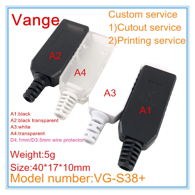 

4pcs/lot USB adapter cable housing 40*17*10mm ABS case plastic project box enclosure for wire outlet box with wire protector