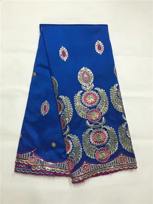 

African George Lace Indian Design biue For Nigerian Wedding Dress Tissu Sequined Gold Line Embroidered Guipure Lace Silk Fabrics