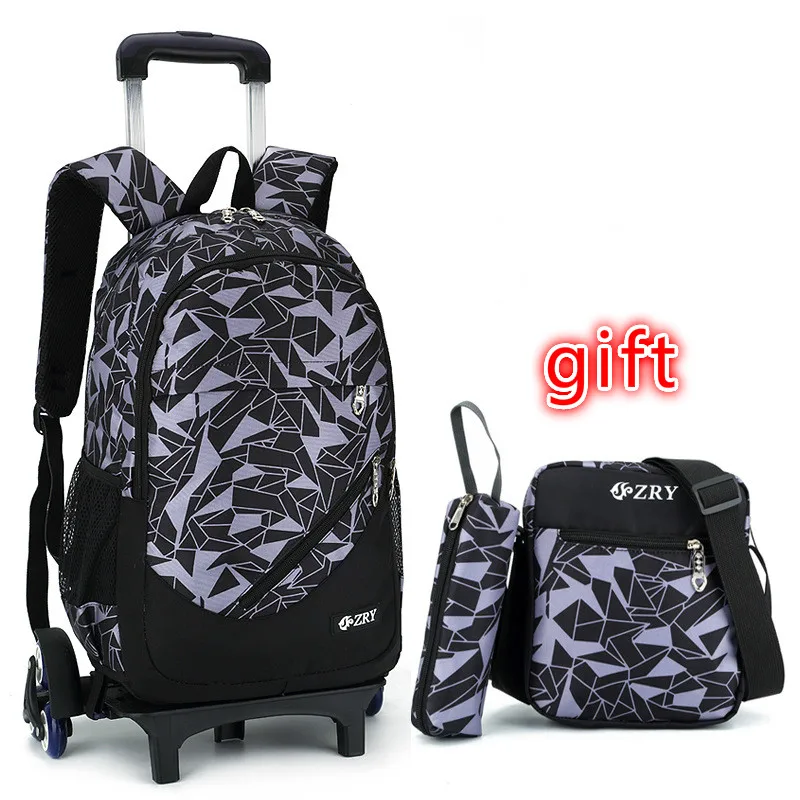 Removable Kids Backpack Trolley School Bags With Wheel Stair Children