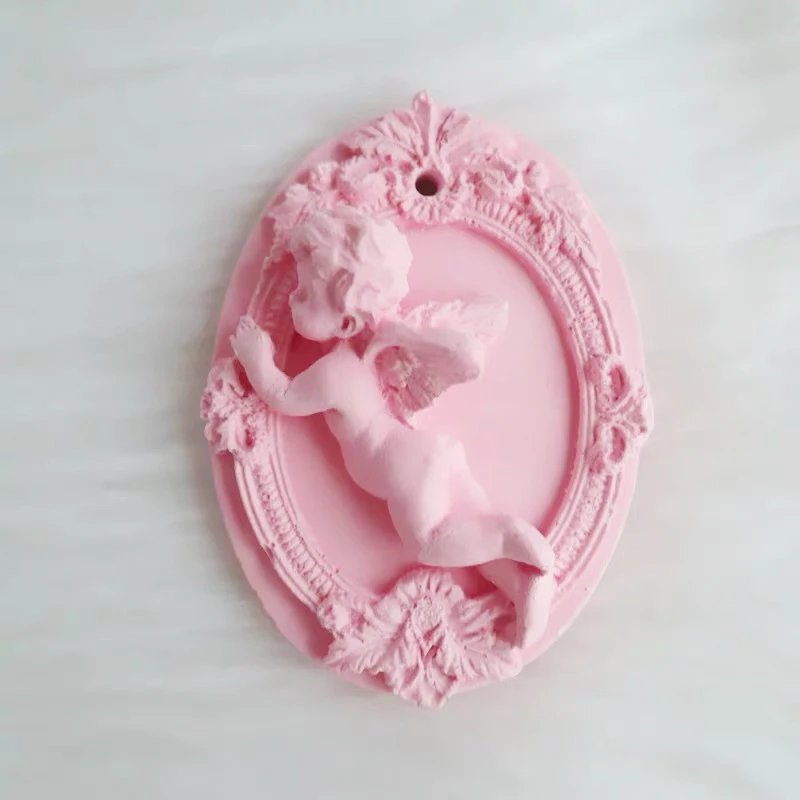 Vintage Embossed Rose Angel Silicone Mold Essential Oil Extended Aroma Gypsum Frame Angel Cupid Soap Cement Concrete Decor mold