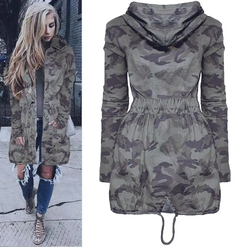 

2019 New Womens Hooded Long Sleeve Printing Camouflage Coat Jacket Windbreaker Outwear #928
