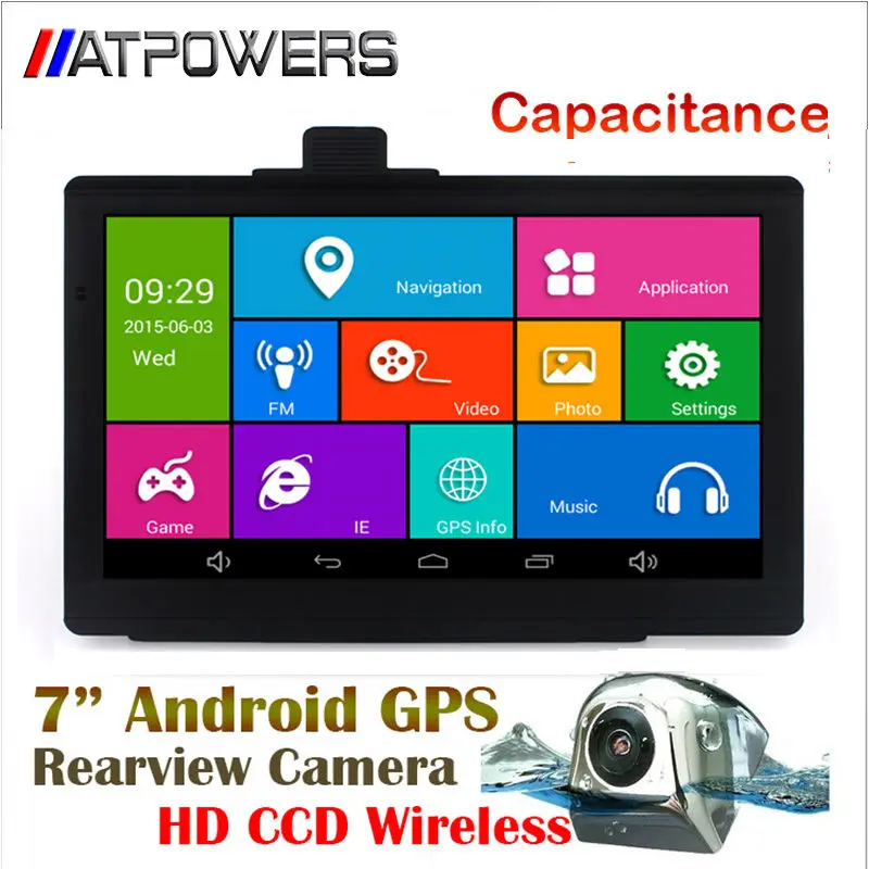  7 inch android GPS Navigation System+HD wireless car rear view camera,Capacitive gps navigator bluetooth+ Wifi+AVIN+512MDDR3+8GB 