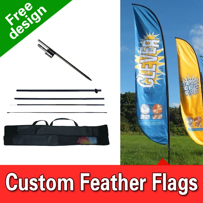 

Free Design Free Shipping Single Sided In-ground Spike Banners Flag Signs Advertising Flutter Flags Custom Feather Banners