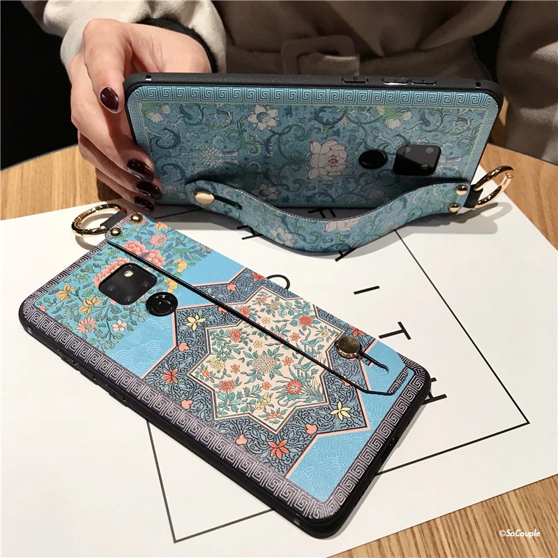 SoCouple Wrist Strap Soft TPU Phone Case For Huawei P20 Pro Lite For Mate 10 20 Pro P10 plus Nova 3 3i 2s Flower embroidery Case (2)