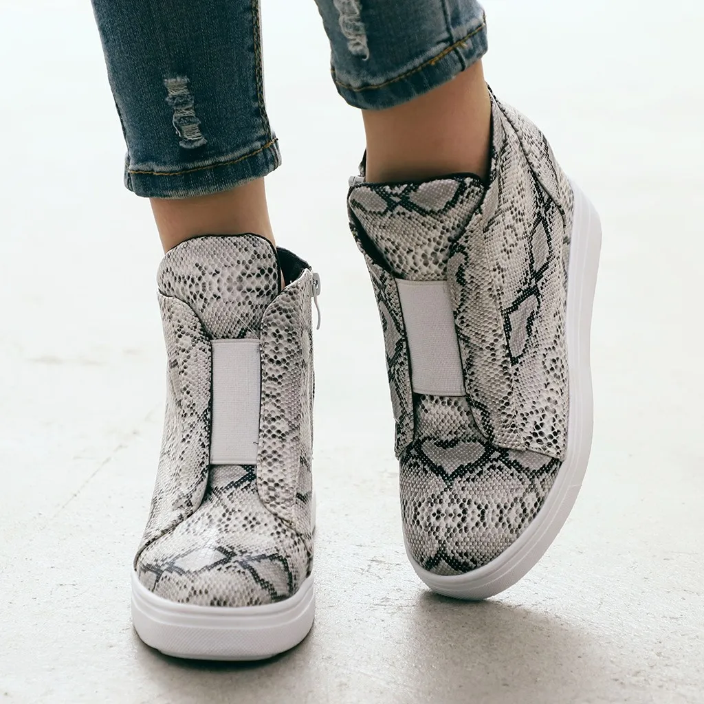 

Women Autumn Short Boots Ladies Leopard PU Ankle Round Toe Female Platform Boots Plus Size Casual Shoes Zapatos De Mujer