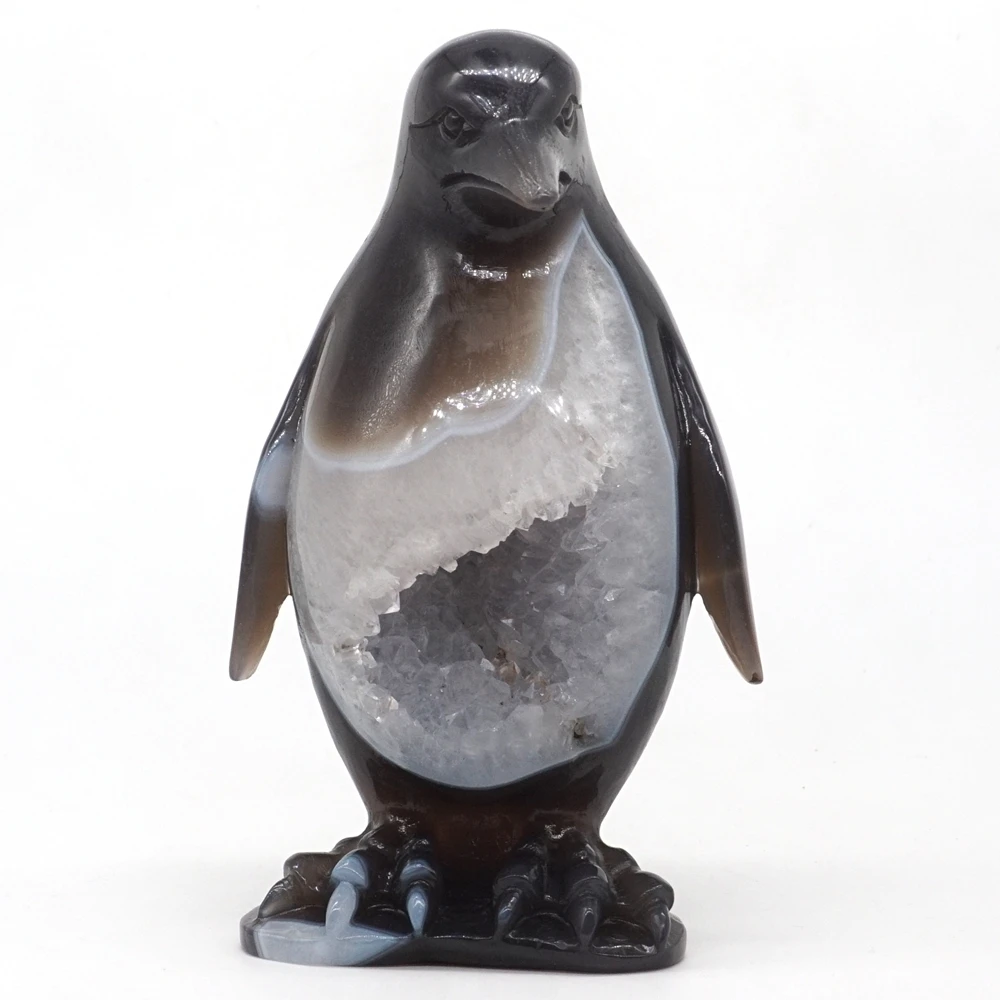 Silver Art Penguin Ornament Animal Statue Figurine Home Decor Sculpture Display 