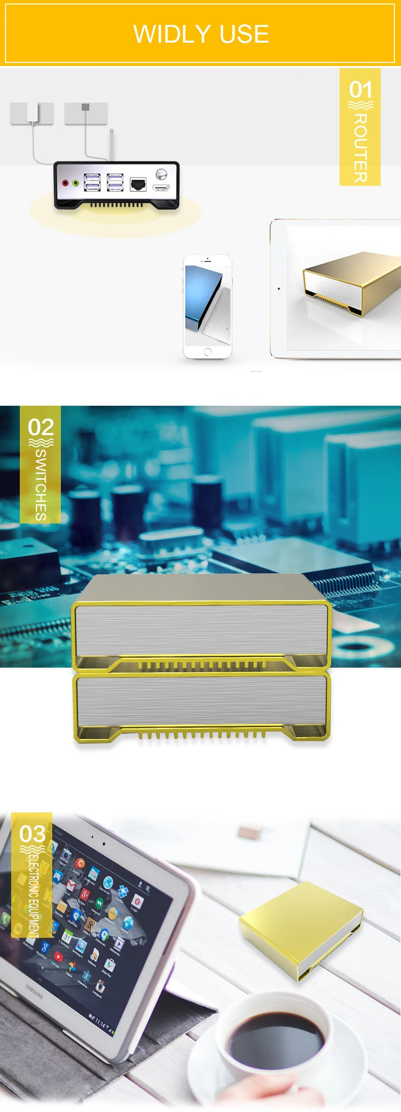 GOF-K01 120 X 46 X 170mm aluminium enclosure amplifier extruded case instrument for communication