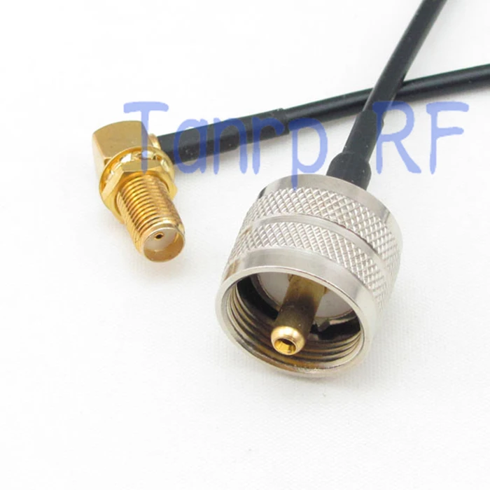 

50CM Pigtail coaxial jumper cable RG174 extension cord 20in UHF male PL259 to SMA female right angle RF connector adapter