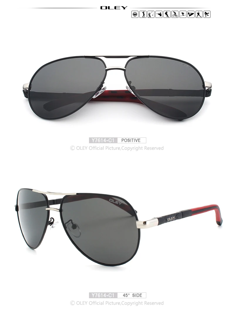 OLEY, мужские солнцезащитные очки, алюминиево-магниевые, поляризационные, очки пилота, модные, классические, летные, защита от солнца, очки, UV400