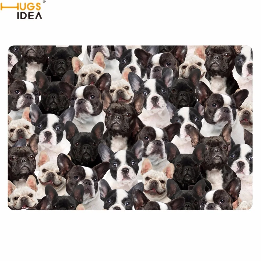 Us 11 87 34 Off Hugsidea Cute 3d Dog French Bulldog Boston Terrier Printed Doormats Living Room Bedroom Kitchen Floor Carpets Entrance Door Rugs In