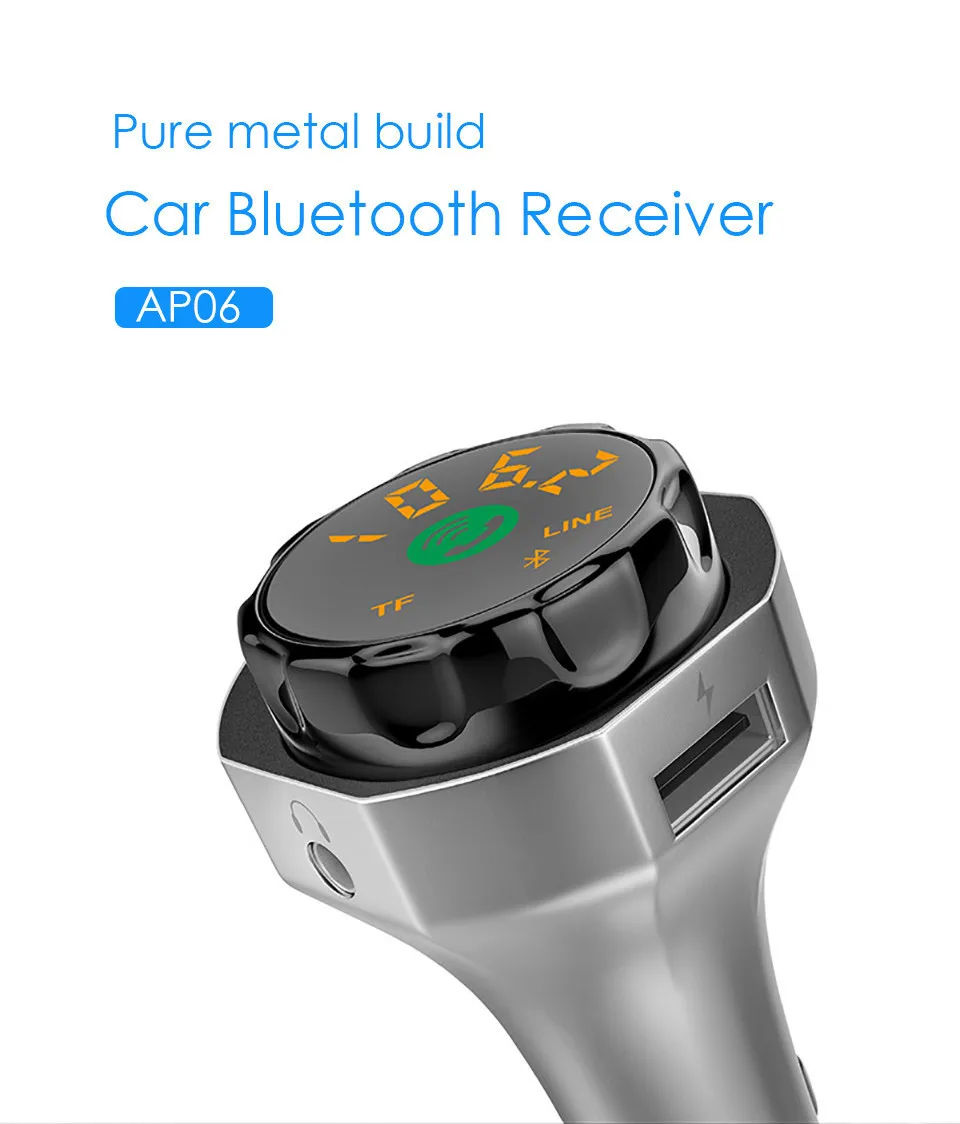 Wireless Bluetooth FM Transmitter Safety Hammer Handsfree Car Kit Bluetooth 3.5mm Aux Bluetooth MP3 Player TF USB Car Charger (3)