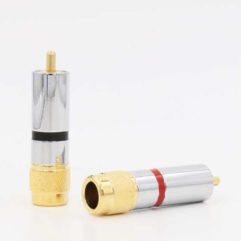 

24K Gold Plated RCA Plug Audio Cable Solder Phono Connector 8mm 4PCS