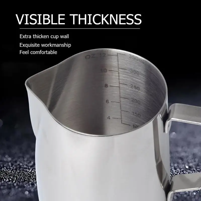 

350ML/600ML Stainless Steel Frothing Pitcher Pull Flower Cup Cappuccino Coffee Milk Mugs Milk Frothers with Scale and Latte Art