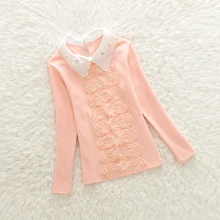 Одежда для маленьких девочек г. Осенние школьные блузки для девочек Одежда для детей милые детские майки, детская одежда Блузы, 2 цвета, От 3 до 14 лет