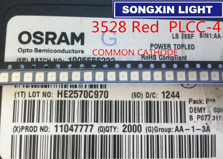 100 шт LSE6SF-V2BA-1-1 LS E6SF-V2BA-1-1 OSRAM 3528 красный PLCC-4 общий катод супер яркий светодиодный задний фонарь SMD