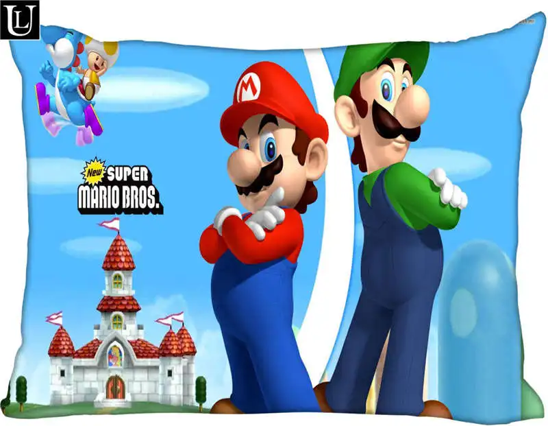 

Custom super mario Rectangle Pillow Cover Size 45x35cm (one side) Print Custom Zipper Polyester Cotton Pillowcase more size
