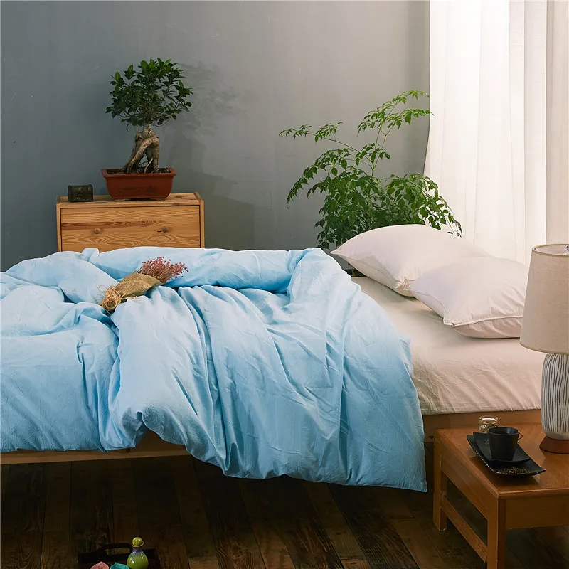

Small Fresh Sky Blue Solid Color Bedding 1 Piece Duvet Cover With Zipper 100% Cotton Quilt Or Comforter Or Blanket Case Soft