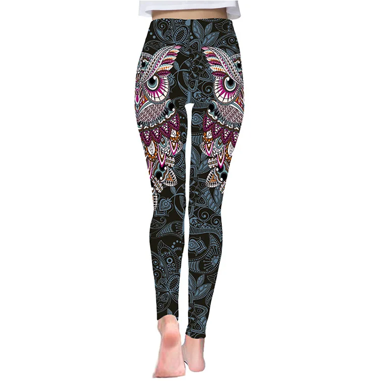 3D printed Owl paisley Mosaic women's yoga pants Running leggings Gym outfits jeggings (3)
