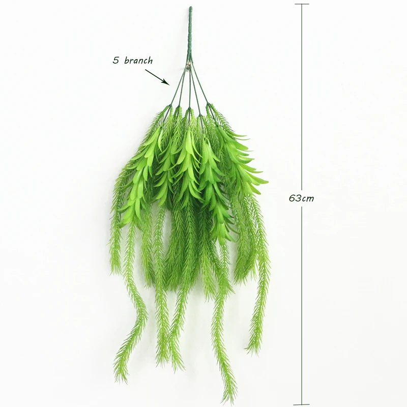 JAROWN Artificial Dragon Grass Green Plants Simulation Plastic Pine Needles Small Hanging Vine For Wedding Decoration Home Decor Flower (17)