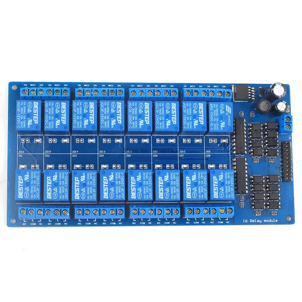 

16 Channel 12V Relay Module Board with Optocoupler Power Supply ARM DSP Free shipping