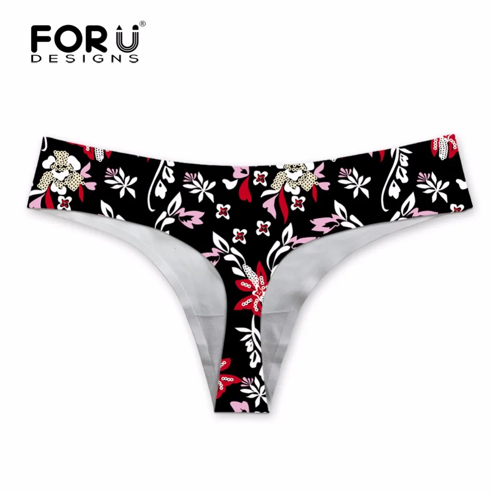 FORUDESIGNS 3D Printing Flower Women Seamless Panties Sexy Floral Pattern G Strings Underpants Spandex Thong Briefs Low Waist|seamless panties|women