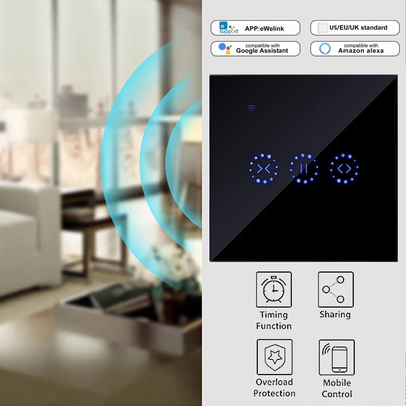 Умный дом WiFi электрические сенсорные жалюзи переключатель штор Ewelink приложение