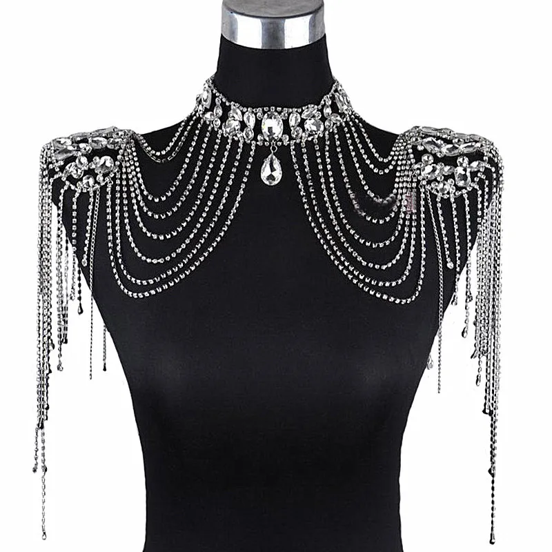 2015 O Neck High Neck Beading Woman Shoulder Chain Crystal Hand Made