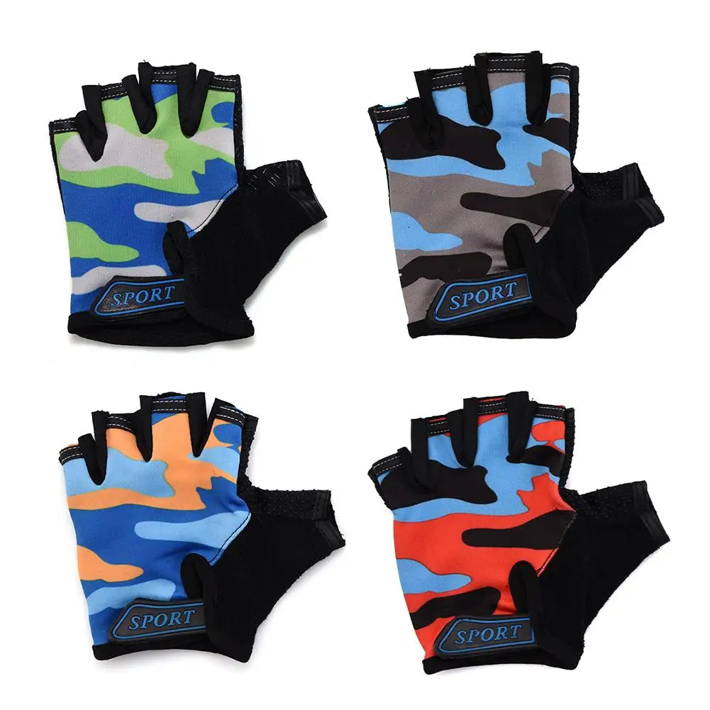 

2019 New Cycling Camouflage Children's Half Finger Bicycle Gloves High Elastic Non-slip Child Bike Gloves Riding Equipment