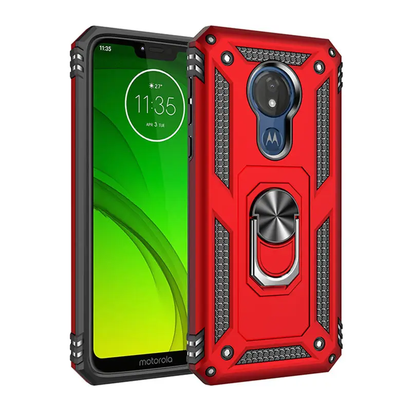 Для Motorola Moto G6 G7 Plus G7 power Чехол-броня подставка с магнитным кольцом Чехол-держатель для Moto G6 G7 Play E5 E6 Plus силиконовый чехол - Цвет: Red