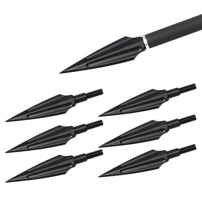 6pcs archery broadheads 135 grains high carbon steel hunting arrow tips screw thread arrow