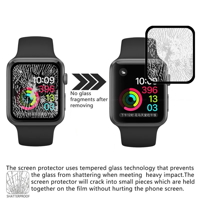 2Pcs 3D 전체 접착제 9H 강화 유리 화면 보호기 Apple Watch 4 5 6 SE 7 8 9 40/41MM 44MM 45MM iWatch 시리즈 3 2 38/42MM