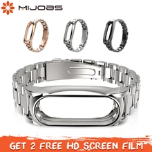 Mi jobs металлический ремешок для оригинальной Xiaomi mi 2 ремешка браслет из нержавеющей стали Сменные аксессуары для mi Band 2