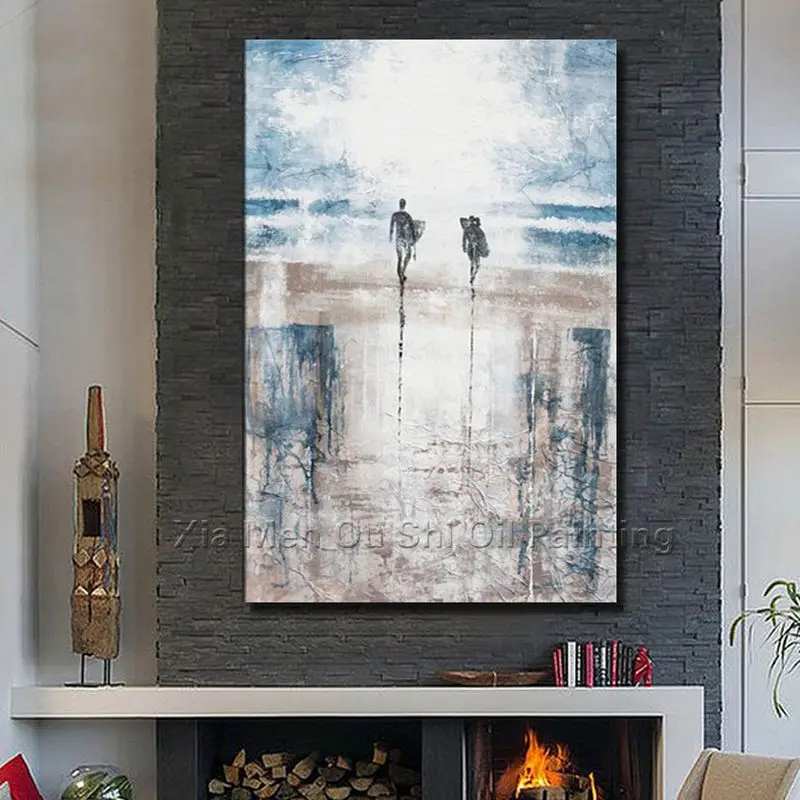 

2016 Real New Wall Art Handmade Paintings Abstract Painting On The Canvas Beach Men And Women Of Sitting Room Is Free Shipping