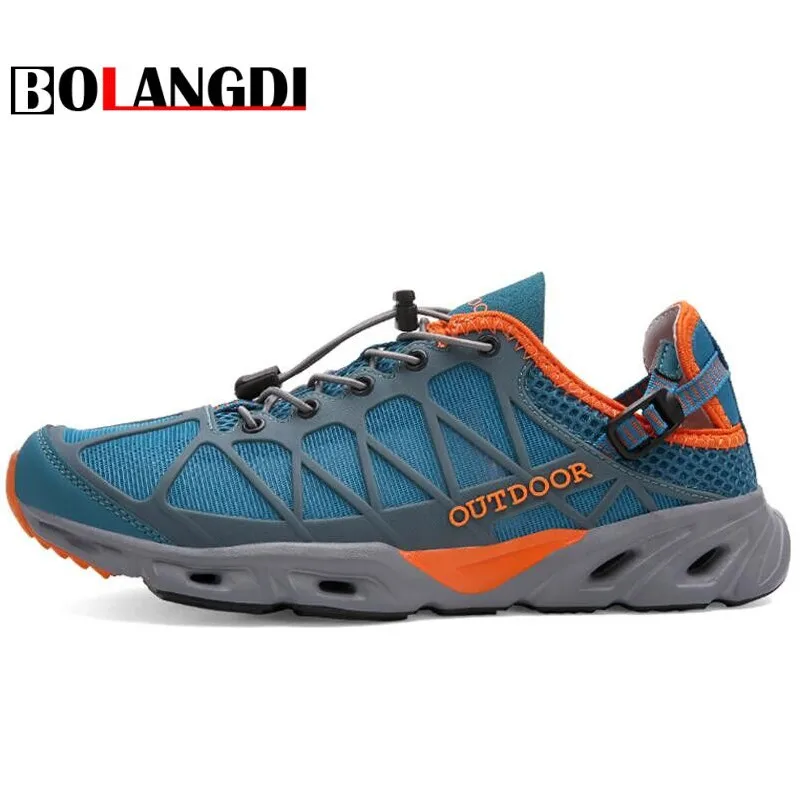 

Bolangdi New Men Women Summer Mesh Aqua Shoes Loafers Lace-Up Super Cool Brand Man Sport Water Walking Sneakers Breathable Shoes
