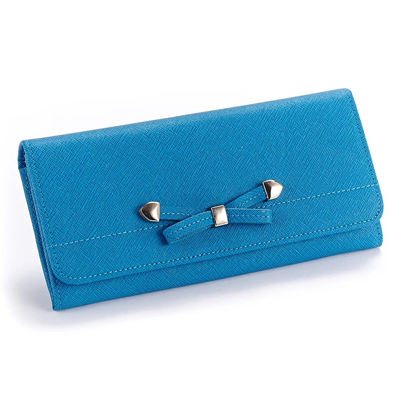 

Hot Lomelobo long design Bowknot ladies wallet Split leather Woman wallets fashion cross pattern female purse HPL-Y13023