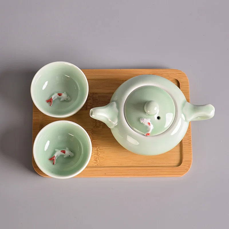 TANGPIN longquan celadon чайник чашки Портативный Путешествия Чайный Набор - Цвет: Style B