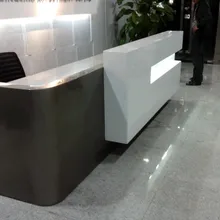 Отель изогнутые мраморный стол для приема посетителей counterQT3000(столешница панель+ шкафы) QT3000