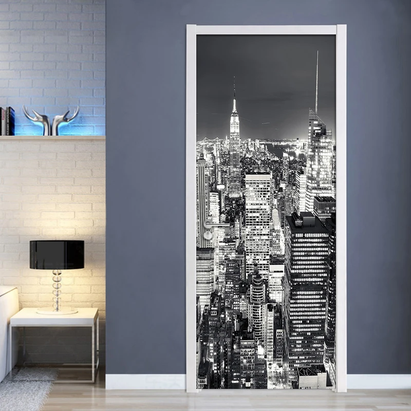 Black White Building City Landscape Photography Background Mural Modern Living Room Study Bedroom Door Sticker Mural Wallpaper dvotinst newborn photography props girls elegant black outfit set handbag doll posing sofa set studio shooting photo props